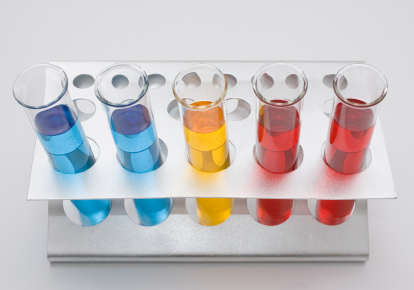 test tubes full of colored liquids